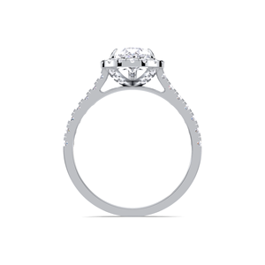 Bague de fiançailles en diamant taille poire avec halo et tige pavée en argent sterling 925 massif - Product Image 4