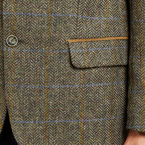 เสื้อแจ็คเก็ตเจ้าชายชาร์ลีสีเขียวทวีดสำหรับผู้ชาย ฤดูใบไม้ผลิ กันน้ำ ระบายอากาศได้ดี เป็นมิตรกับสิ่งแวดล้อม ทำจากผ้าขนสัตว์ พร้อมโลโก้สั่งทำ - Product Image 6