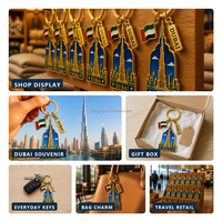 NOUVEAU Porte-clés Souvenir DUBAI Burj Khalifa avec Breloque Drapeau des EAU, Chameau, Plaqué Or, Motif Skyline, Mosquée Arabe, Logo Personnalisé, Émail, Cadeaux