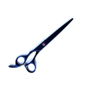 Ciseaux de salon professionnels avec repose-doigts, ciseaux à cheveux professionnels, manche en acier, revêtement bleu marine, lame droite et tranchante - Product Image 1