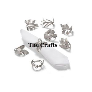 Ensemble de ronds à serviette en aluminium couleur or avec quatre feuilles porte-serviettes pour la maison, l'hôtel et le mariage. - Product Image 2