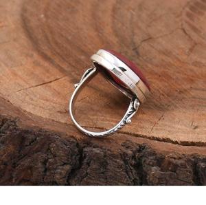 แหวนทับทิมแหวนพลอยรูปไข่เงินสเตอร์ลิงแหวนสัญญาของขวัญสำหรับเธอ - Product Image 4