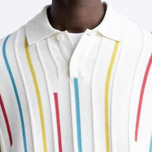 เสื้อสเวตเตอร์แบบสวมหัวแขนยาวสำหรับผู้ชาย, เสื้อสเวตเตอร์ถักเสื้อโปโลระบายอากาศ - Product Image 1