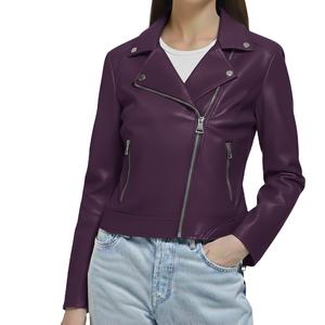 Veste en cuir véritable, design personnalisé, nouveau style, teinture unie, col montant, fermeture éclair, toutes tailles, luxe, pour femmes, hiver - Product Image 4