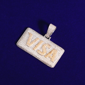 Pendentif Visa en argent sterling 925 VVS Moissanite diamant plaqué or rose entièrement glacé de style Hip Hop pour hommes au prix le plus bas - Product Image 3