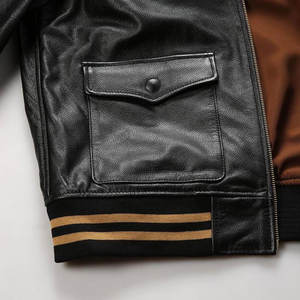 Chaqueta de cuero para hombre, ropa informal de color sólido, ropa de calle, nueva moda, chaqueta de cuero bordada cómoda para hombre - Product Image 5