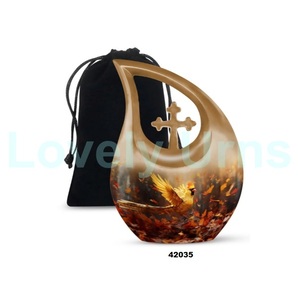 Meilleure vente grande larme jaune Cardinal oiseau crémation urne adulte pour cendres humaines urne funéraire croix décorative - Product Image 6