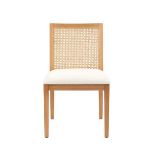 Retno Dining chair made of solid teak mattress with rattan woven backrest and fabric and <b>foam</b> seat for indoor and outdoor - Product Image 2