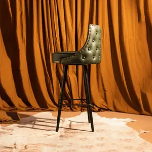 Taburete Chester de Alta Demanda, Verde, Moderno, Tapizado, con Estructura de Madera y Base de Metal para Isla de Cocina o Comedor - Product Image 6