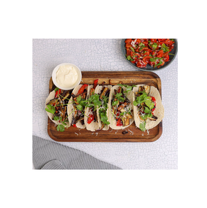 Plateau à tacos rond en bois avec vaisselle pour pièce unique avec couleur bois naturel - Product Image 5