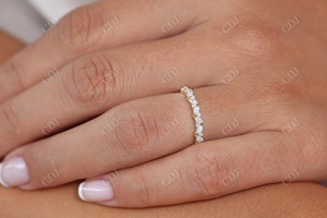Bague en diamant marquise en or massif 14K alternant bande de mariage en diamant marquise cultivée en laboratoire avec perle bijoux élégants - Product Image 6