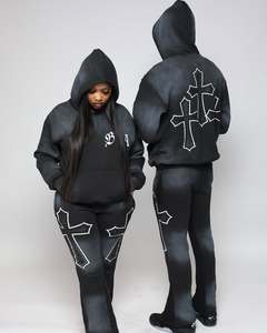 ชุดเสื้อฮู้ดกันหนาวมีซิปสำหรับทุกเพศชุดมีฮู้ดปักลายวินเทจผลิตตามสั่งสำหรับผู้ชายและผู้หญิงฤดูหนาวใส่สบาย - Product Image 1