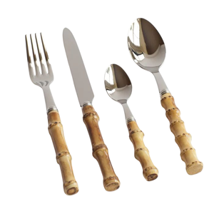 Ensemble de couverts de luxe de grande qualité en acier inoxydable avec manches en bois naturel, couverts écologiques pour la maison, l'hôtel, les mariages et les fêtes - Product Image 6