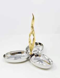 Cuenco de gran capacidad para mezclar y servir, juegos de cuencos de acero inoxidable brillante, hojas doradas, cuenco para servir frutas profundas, proveedor de la India - Product Image 3