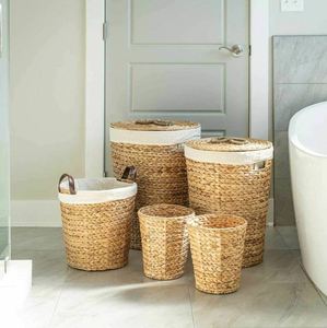 Wholesale Handmade Water Hyacinth Laundry <b>Baskets</b> Straw Planter Natural <b>Seagrass</b> <b>Storage</b> <b>Basket</b> Home <b>Storage</b> Organization - Product Image 3