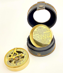Brújula de reloj de sol de bolsillo de latón náutico con caja de cuero reloj de sol de bolsillo decoración del hogar brújula para Camping senderismo decoración brújula - Product Image 6