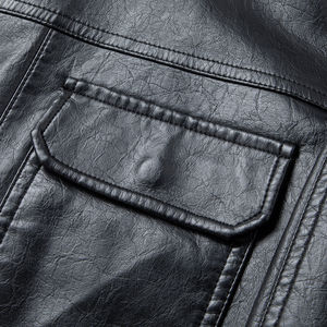 Chaqueta Casual de Cuero Genuino de Alta Calidad para Hombre, Estilo Urbano, Larga, Negra Teñida, con Cinturón, Venta al Por Mayor - Product Image 3