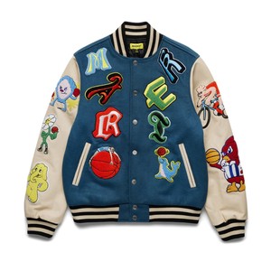 Veste universitaire en cuir véritable Letterman en laine pour hommes, veste de lycée noire avec broderie de logos et patchs - Product Image 5