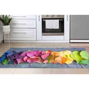 Tapis imprimé feuilles colorées : motif feuilles d'automne pour salon, tapis à poils doux - Product Image 2