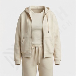 New Fashion 100% Cotton Women <b>Oversize</b> Tracksuit Lightweight Breathable Plain Design Loose Fit Sweat Suit <b>Jogger</b> Customized - Product Image 1