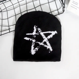 Unisex Fashionable Winter <b>Beanie</b> Custom Acrylic Knitted Warm <b>Hat</b> Jacquard <b>Beanie</b> <b>Hat</b> with Star Logo for <b>Women</b> Men - Product Image 4