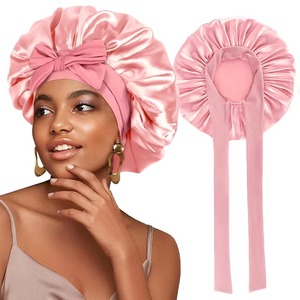 Pour Alpha pour Alpha Bonnet en Satin personnalisé réglable réversible Double couche sororité sommeil broderie impression rose vert plage - Product Image 1
