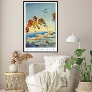 Salvador Dali Modern <b>Poster</b> 'Dream Caused by the Flight of a Bee' Black Frame Paper Wall Art - Product Image 1