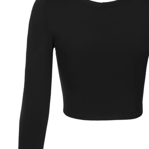 Camiseta corta de manga larga con logotipo personalizado al por mayor para mujer, moda y fiesta, ropa activa, informal, cómoda - Product Image 5