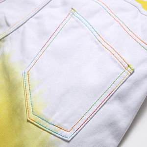 Shorts en jean droits pour homme, qualité professionnelle, sur mesure, été, 100% coton, écologiques, style décontracté, effet usé, fermetures éclair - Product Image 4