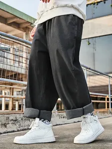 Pantalones Vaqueros Holgados de Mezclilla para Hombre, Estilo Urbano, Personalizados, Holgados y Extra Grandes, Estilo Vintage, Corte Skate, Cintura Media, Color Negro Deslavado, Talla Grande - Product Image 5