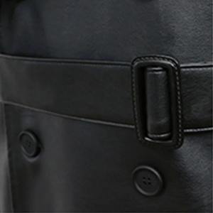 Abrigo de Cuero Genuino para Hombre, Tendencia Superior, Prenda Exterior Negra Premium para Invierno, Chaqueta de Diseño Ajustada - Product Image 6