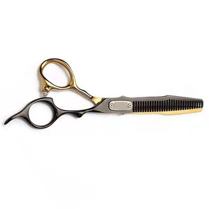 Vente en gros 440C Ciseaux de coiffeur allemands en acier inoxydable couleur or noir outil de beauté amincissant pour la coupe de cheveux - Product Image 4