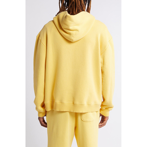 Sweats à capuche basiques surdimensionnés pour hommes avec bouffée gaufrée 100% coton Style décontracté Sweats à capuche blandés Techniques brodées - Product Image 4