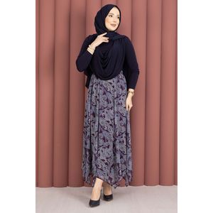 Soft and Breathable Asymmetrical Chiffon <b>Skirt</b> with Shawl Pattern Digital Print Wrap Pencil Straight Styles-Plum Patchwork - Product Image 4