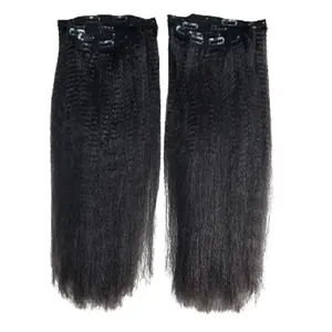 Wholesale Straight Clip In Extensions Human Hair easy to make many styles nano ring Single donor double drawn