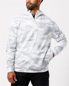 Sweat à capuche de golf d'hiver personnalisé pour homme, à séchage rapide, fin, pull-over, col montant, fermeture éclair quart, impression par sublimation, polyester et coton - Product Image 5