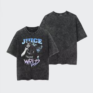 เสื้อเจอร์ซีย์ผ้าฝ้าย100% สำหรับผู้ชายเสื้อยืดลายย้อนยุคลายกราฟฟิกไฮสตรีทซักได้ - Product Image 2