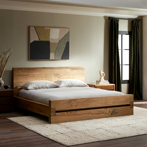 Minimalist Teak Wood <b>Bed</b> <b>Frame</b> Solid Wood Divan <b>Bed</b> Indoor Bedroom Furniture <b>Queen</b> <b>Size</b> - Macarena - Product Image 4