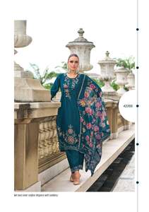 Pure Viscose Silk Hand Work Scalping Work con Fancy Lace y Organza Digital Print Dupatta suit Collection - Product Image 5