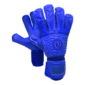 Gants de gardien de but de football bleus de qualité supérieure, respirants, haute performance, paume en latex, dos rembourré, poignet réglable - Product Image 1