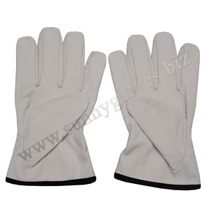 ถุงมือขับรถหนังลายกวางสำหรับทำงานหนังแท้สีทองแบบ100% - Product Image 4