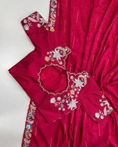 Dernier look royal de créateur indien de Bollywood Sari rose exclusif pour fête Saree Superbe look Trendy Showstopper Meilleure vente - Product Image 5