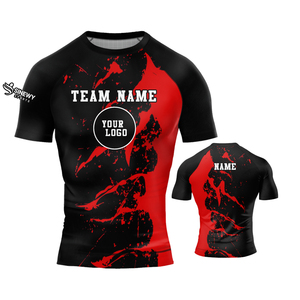 Rash Guard Venta al por mayor Plain Fitness Swim Impreso Manga corta MMA Rash Guard para hombres - Product Image 6