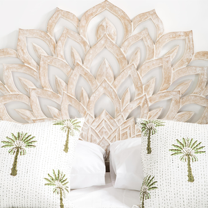 Cabecera de Cama con Diseño Artesanal de Flor de Loto Tallada a Mano, Estilo Rústico, MDF, Muebles para Dormitorio, Arte de Pared, Decoración del Hogar - Product Image 2