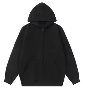 เสื้อมีฮู้ดแบบกำหนดเองแนวสตรีทแขนแร็กแลนซิปรูดซิปโลหะสำหรับผู้ชายเสื้อมีฮู้ดผ้าขนแกะ400gsm - Product Image 2