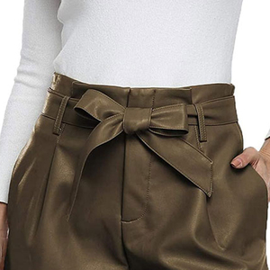 Pantalones cortos de cuero para mujer hechos a medida de nuevo estilo de alta calidad Color sólido Hecho en fábrica Pantalones cortos de cuero para mujer a la venta Adultos - Product Image 5