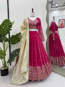 Lehenga Choli rose de luxe pour femme | Tenue de mariage, de fiançailles et de fête | quantité minimale de commande acceptée - Product Image 5