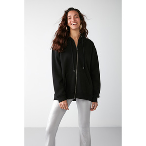 Sudadera con Capucha y Bolsillo Canguro para Mujer, Marca GRIMELANGE, Modelo Alena, Básica, Oversize, de Algodón Orgánico, con Cierre - Product Image 1