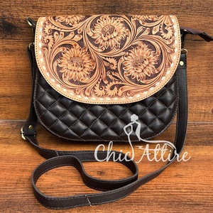 กระเป๋าสะพายคาดลำตัวหนังมีฝาปิดดีไซน์หรูหราสำหรับผู้หญิงกระเป๋าสะพายข้างหนังแท้ประดับเพชรตาข่าย - Product Image 1