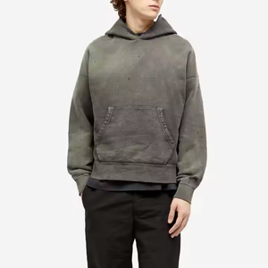 Sudadera con capucha para hombre de peso pesado de gran tamaño Streetwear Pullover vintage ácido lavado recortado sudaderas con capucha desgastadas - Product Image 1